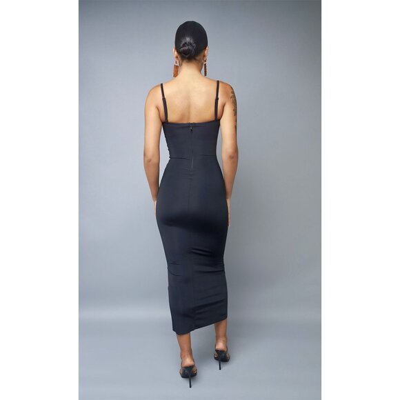 Black Sleeveless Bodycon Midi Dress - Picture 4 of 5